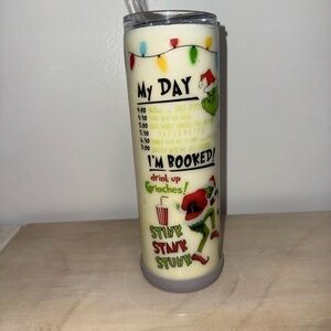 Grinch Themed Tumbler with Straw